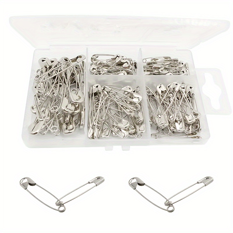 

150 Pieces Of Silvery Safety Pins In 5 Different Sizes. Household Diy Sewing Tool.