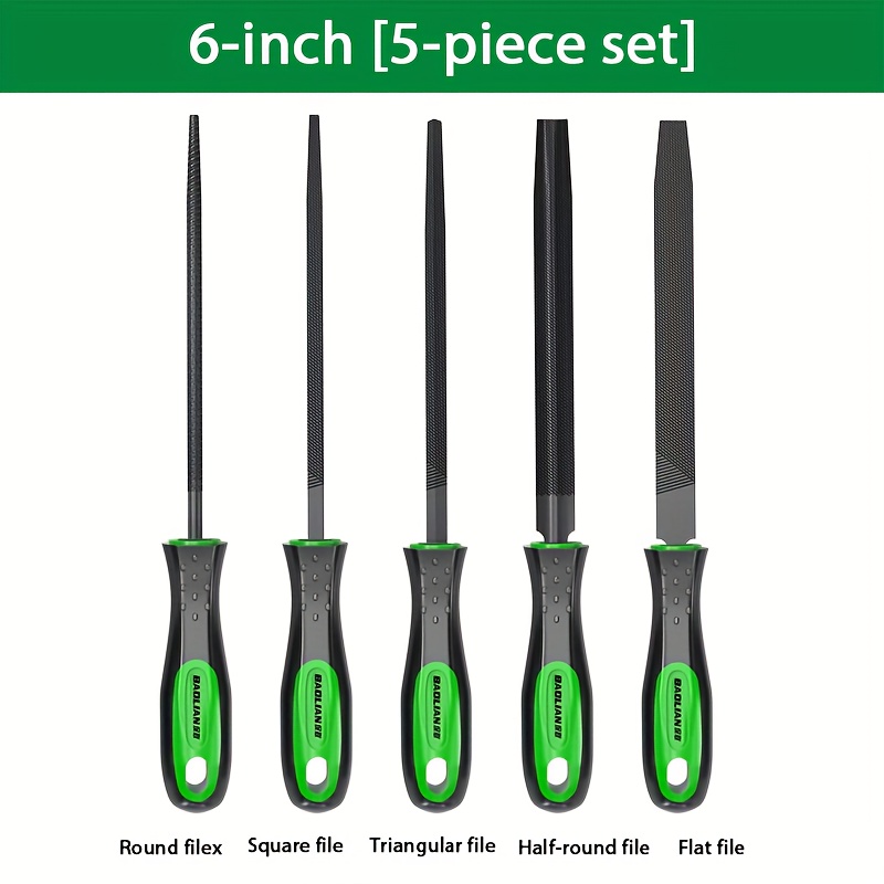 TEMU 1 Set 5pcs 6-inch Files Round File/square File/triangle File/half-round File/flat File Manual Tools Shape Correction And Size Adjustment Surface