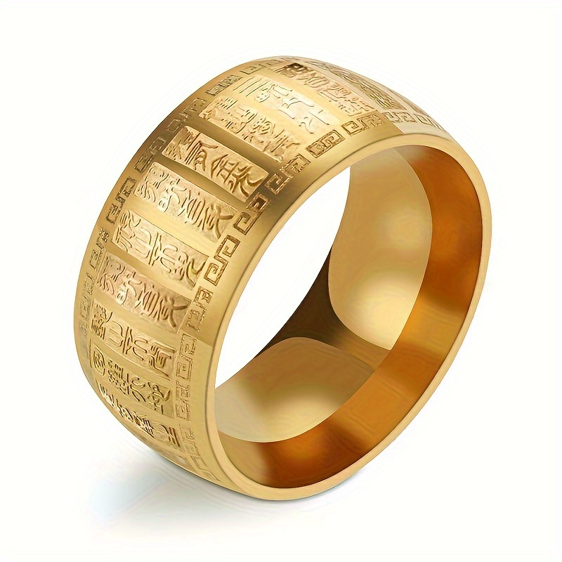 TEMU 1pc Good Luck Ring, Titanium Steel Golden Ring