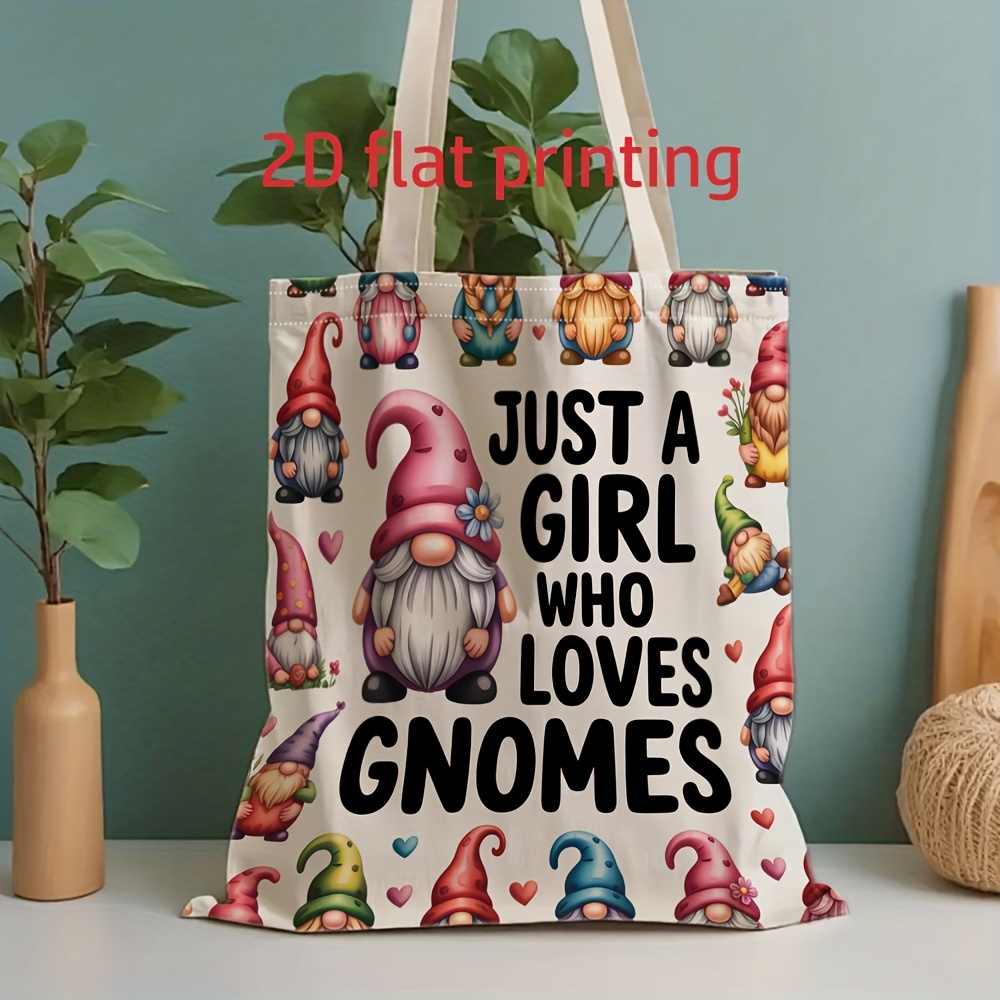 TEMU Men' Tote Bag - Unisex 2d Flat Print Cute "dwarf" Text Pattern Reusable Shoulder Tote Bag, Suitable For Shopping, Gym, Groceries, Travel, Work,