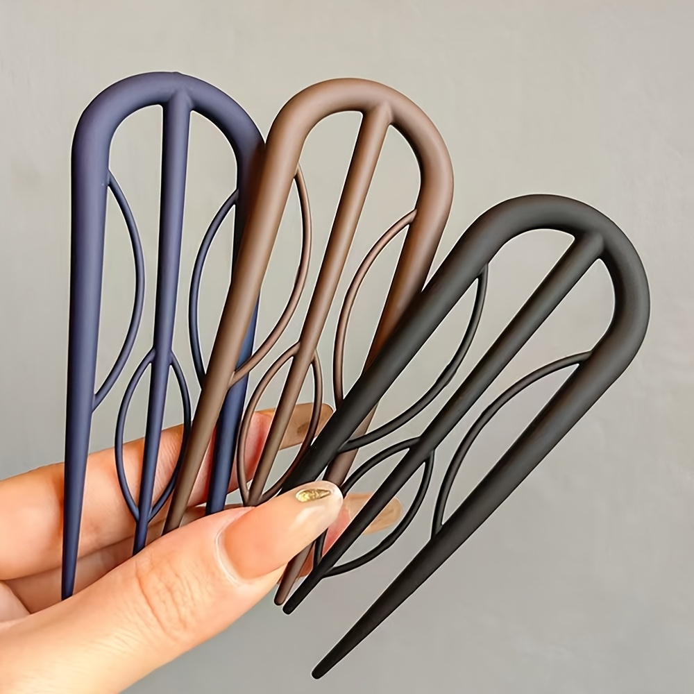 E-shop 3er-Set Elegante Minimalistische Mattierte U-Form Haarstift Haarkamm Einfügungskamm Friseurkamm Pony Haarkamm Haarverzierungen Muttertag