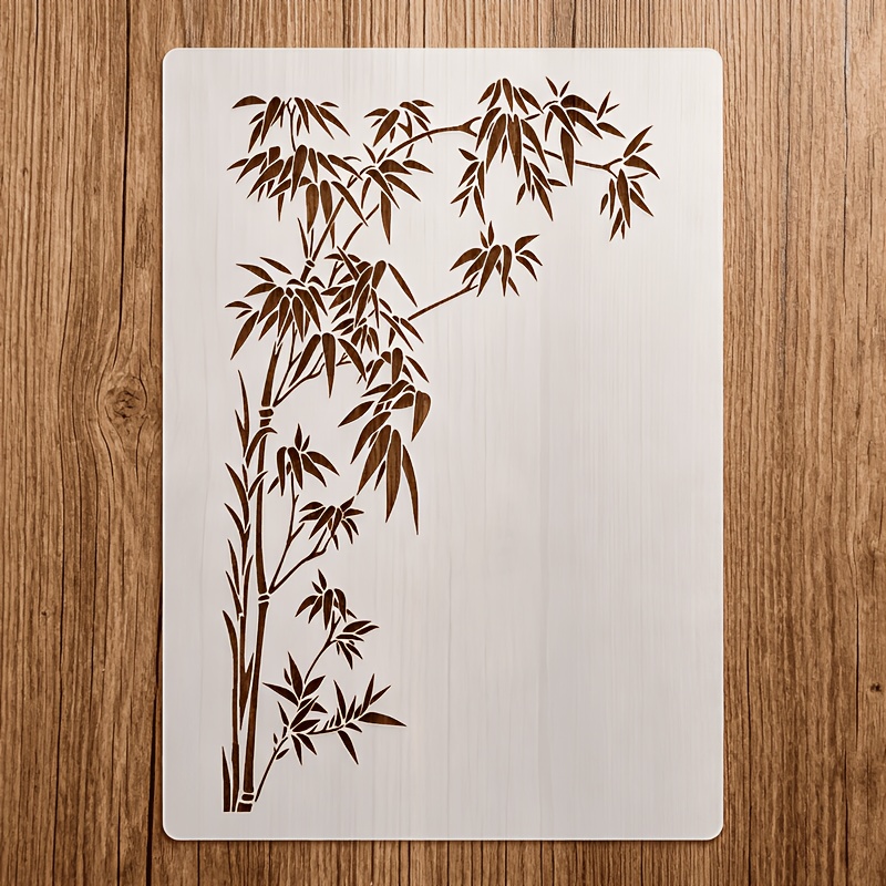 TEMU 1pc 29.7 X 21 Cm Silhouette de Branche de Bambou Style Encre, Modèle de Plante Zen Oriental, Matériau PET Réutilisable, Convient pour Art Mural,