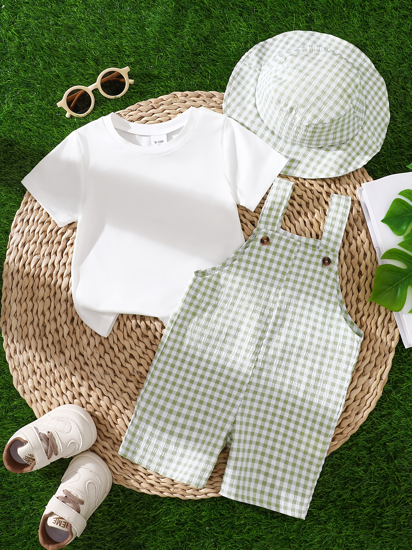 baby checkered overalls sold on Temu United States