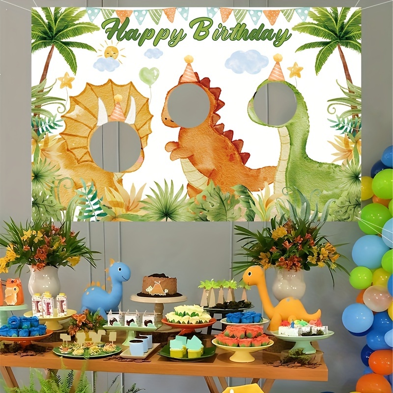 

Dinosaur Happy Birthday Banner Backdrop, Polyester Party Decor For Birthday, Dino Green Forest Theme Photography Props, Supplies, Game Prop Without Electricity Needed.
