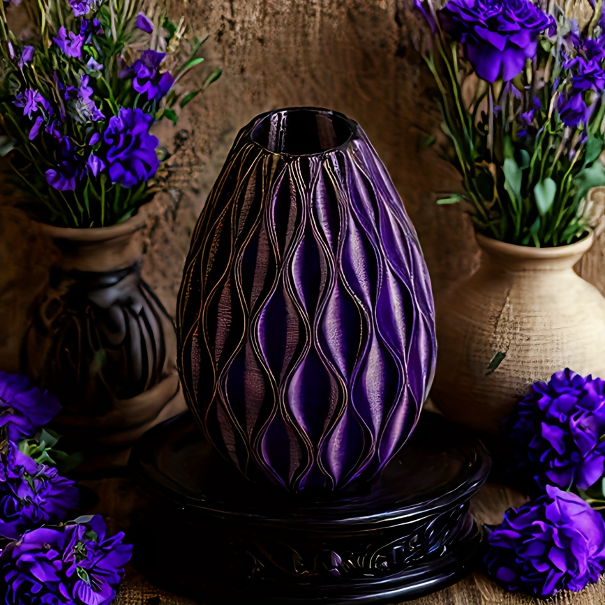 3d Printed Dried Flower Vase, Corrugated Vase, High-gloss Vase, Light