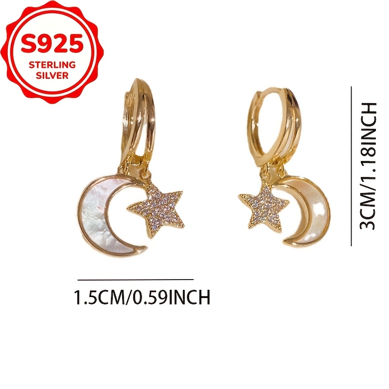 2pcs Women's Fashion Star and Moon Stud Earrings