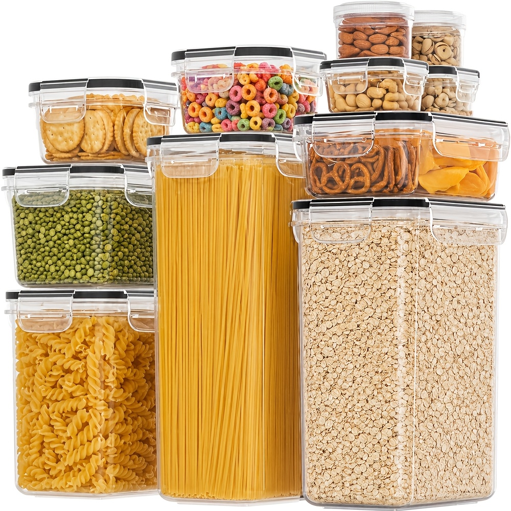 TEMU 22pcs Food Storage Container Set, Airtight Kitchen Canisters With Lids (plastic Storage Bins For Cereals, Flour, Sugar, And Baking Supplies)