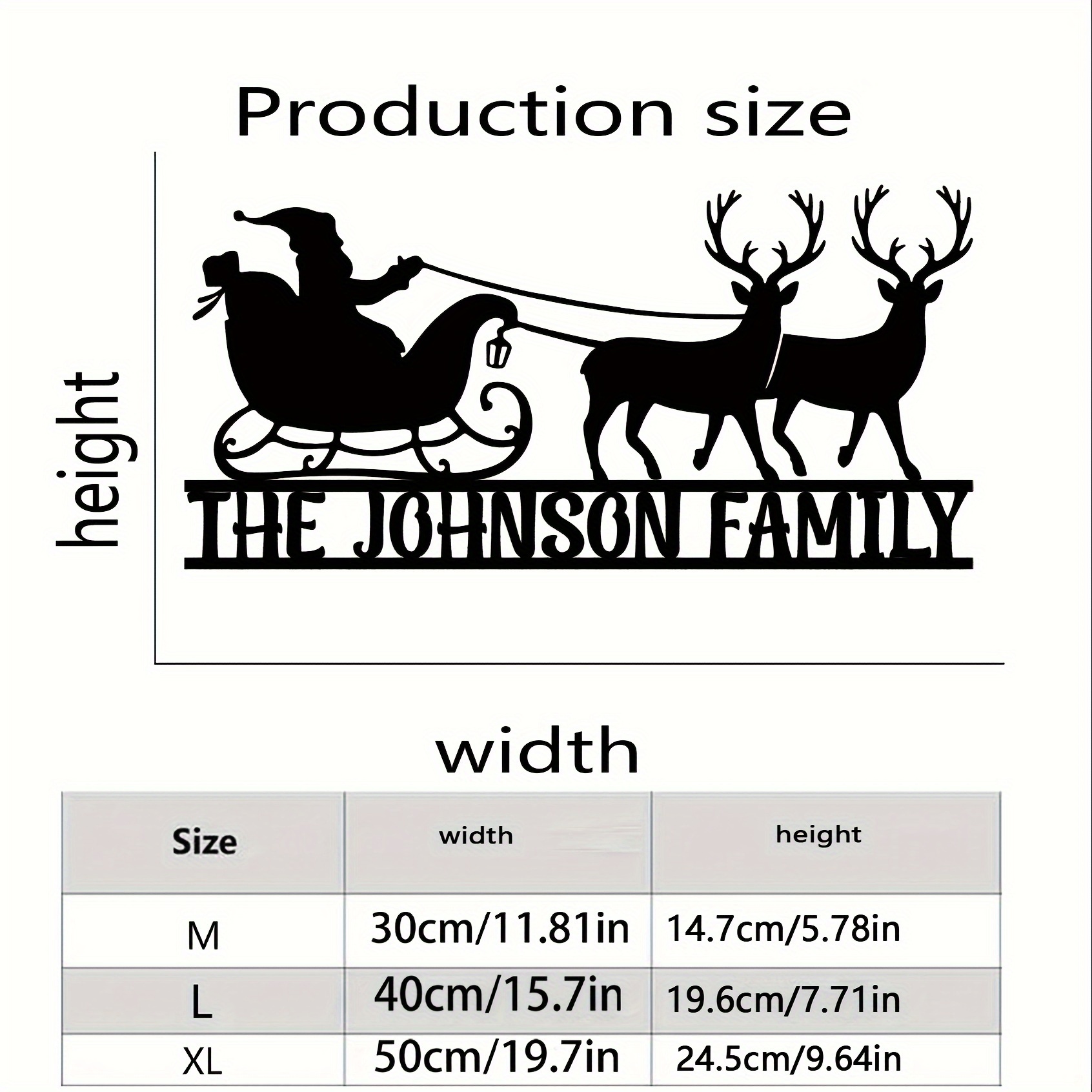 TEMU Personalized Iron Christmas Sleigh And Reindeer Wall Sign - Custom Family Name Decorative Art For Door, Living Room, Outdoor Patio - Seasonal