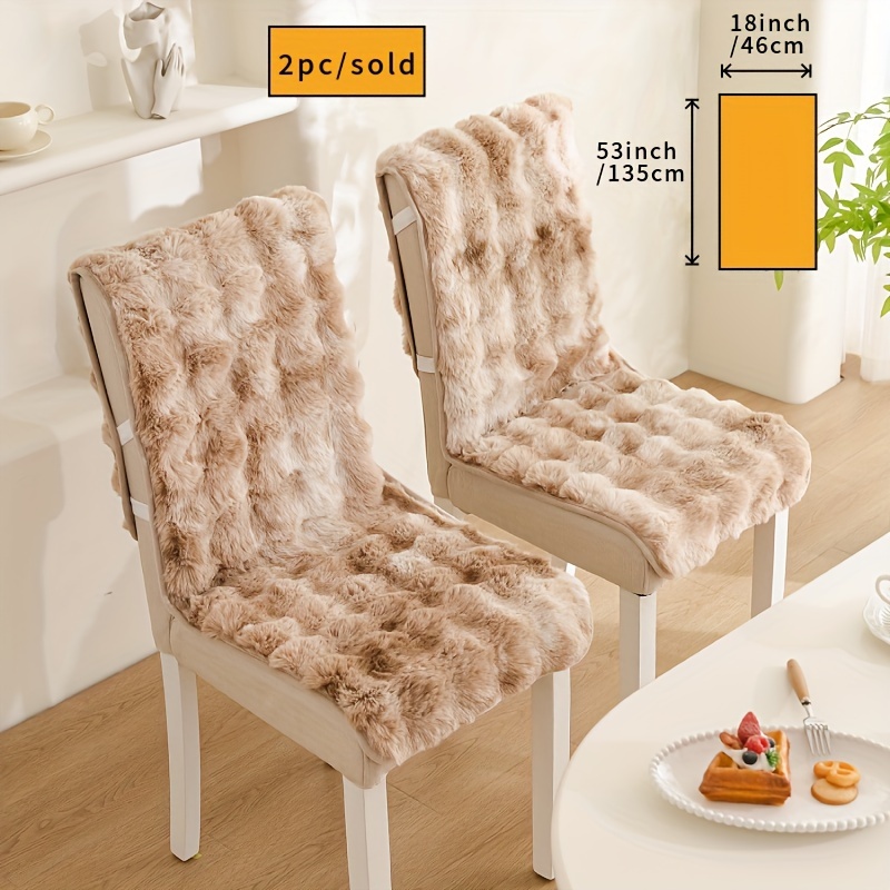 Image of 2pcs/set T-back Seat Covers-non-slip, Elastic , Machine Wash, Living Room, Dining Room, Office Chair-home Decor Plush Thick Cover