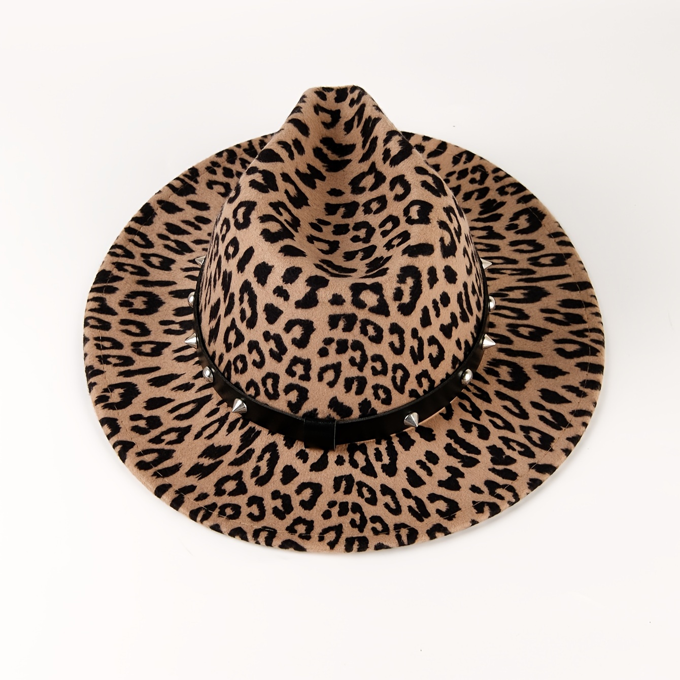 

Leopard Print Hat With Rivet Detail - Wide , Lightweight & Stylish For Women And Men