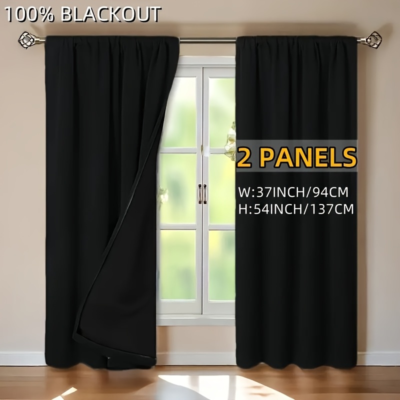 2pcs100%BlackoutCurtains,Light-BlockingforIndoorDimming,SolidColorPolyesterwithLining,LightweightTopRodPocketDesign–ModernMinimalistStyleforBedroom,DiningRoom,LivingRoom,Kitchen&Balcony
