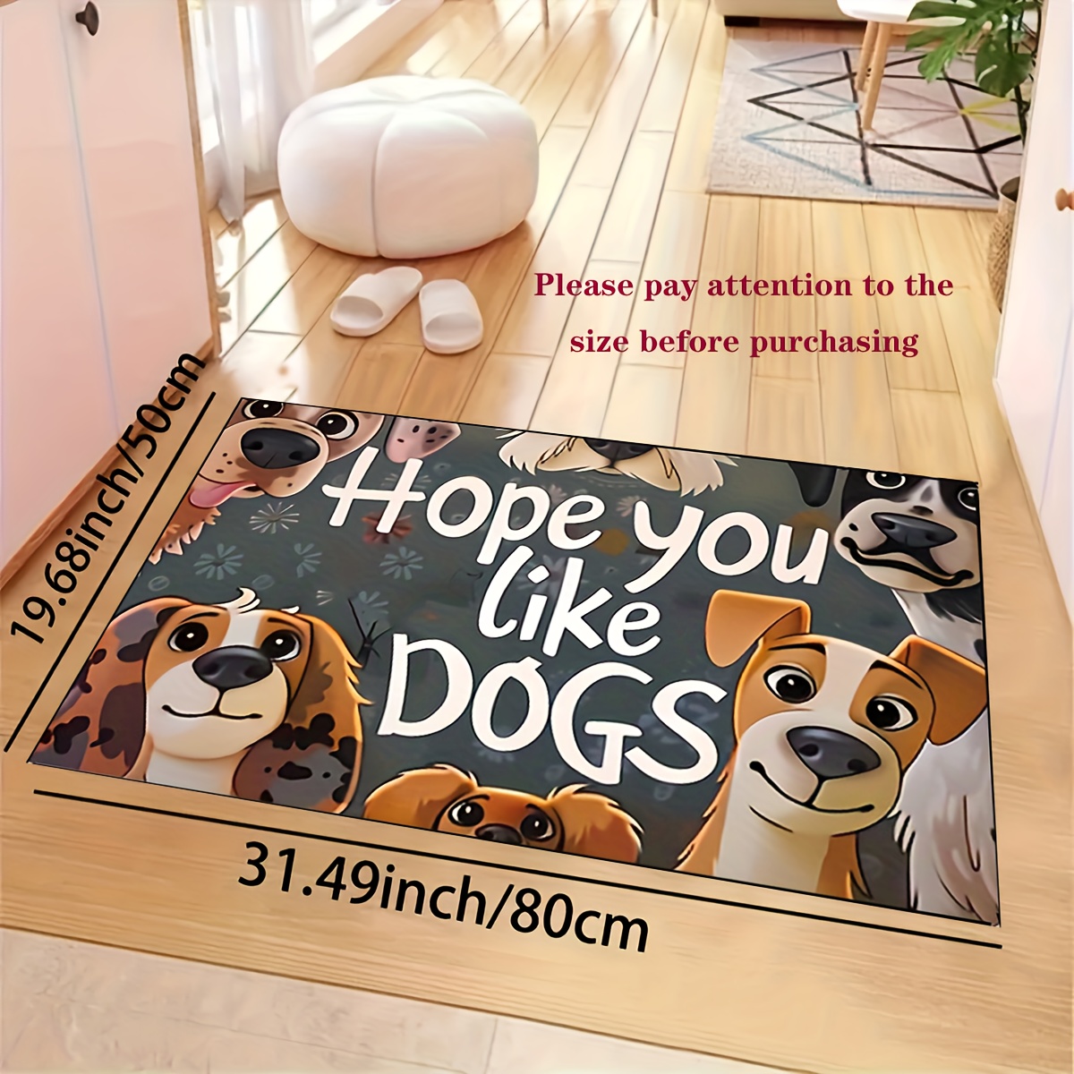 TEMU A Lovely Cartoon Dog Designed Doormat Soft And Comfortable, Machine Washable, Non-slip Kitchen Carpet, Living Room Rug, Bedroom Mat, Indoor