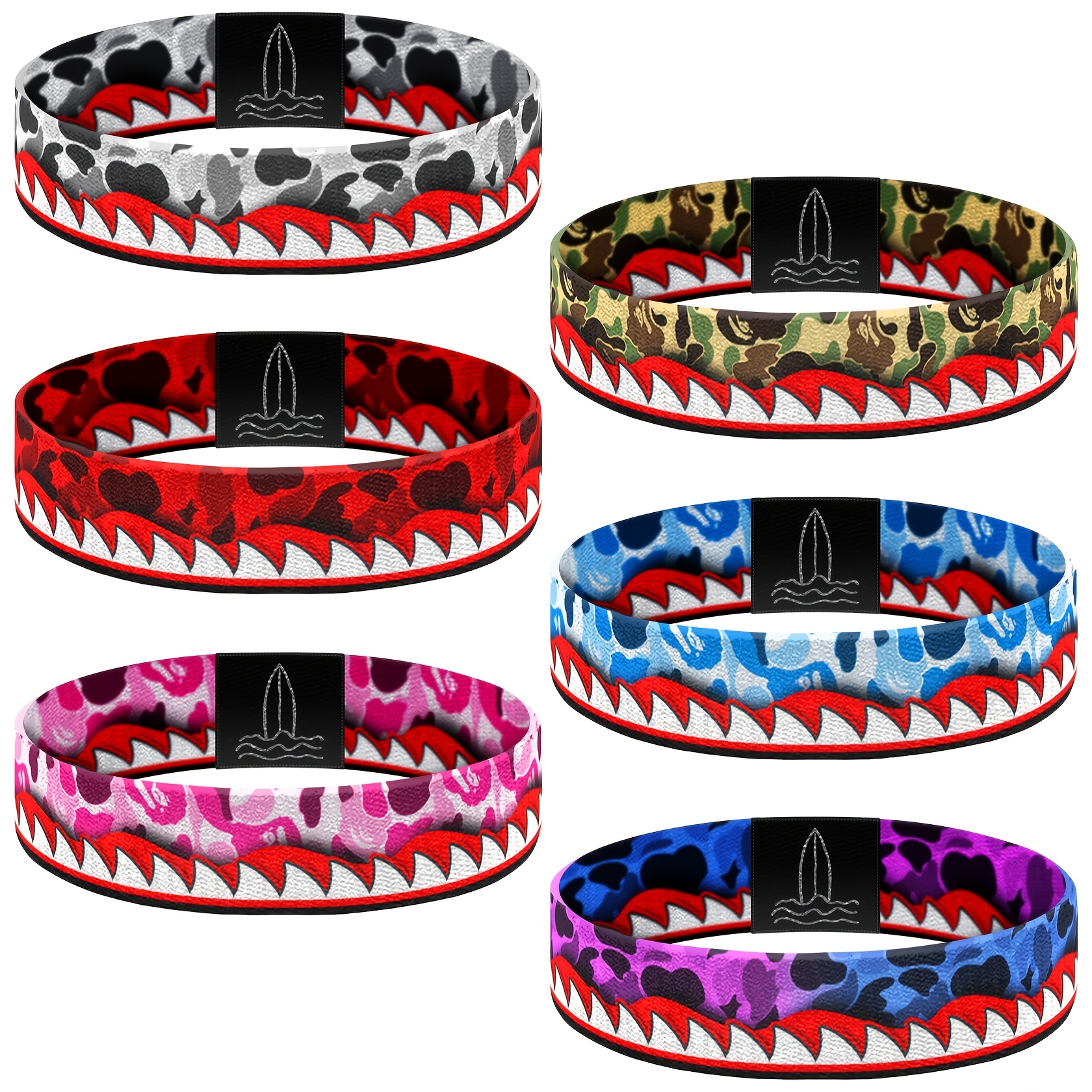 Ocean Shark Camouflage Print Stretch Surfing Wristband Set