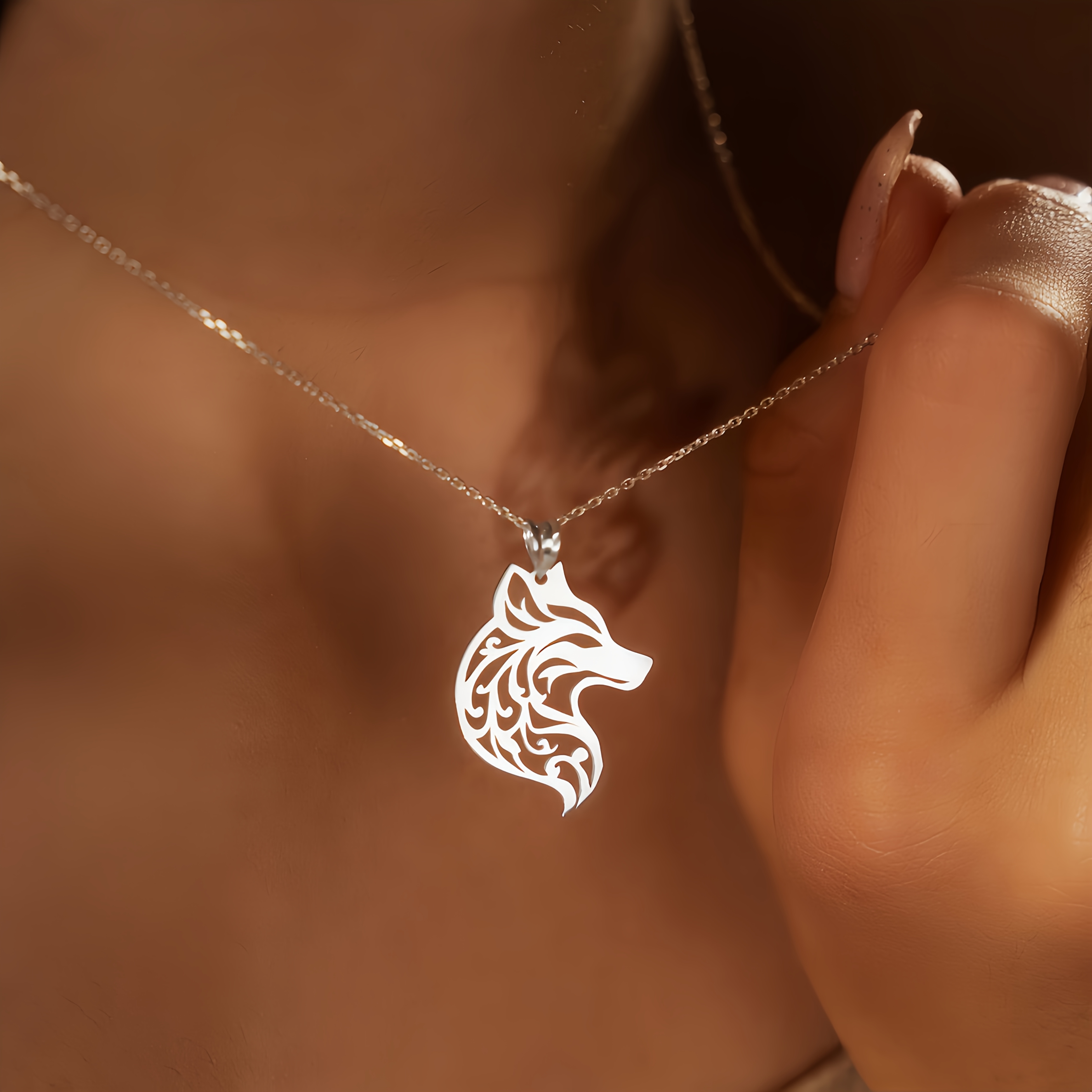 TEMU Collar con colgante de acero inoxidable con forma de lobo para hombres y mujeres en 2026, con joyería animal única, para y también se puede