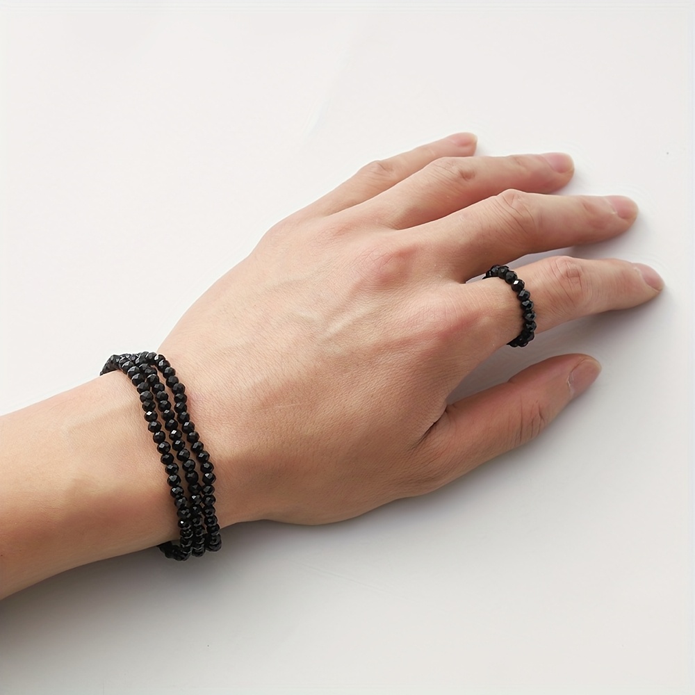 Bohemian Crystal Handmade Beaded Multi-Layer Bracelet and Ring Set