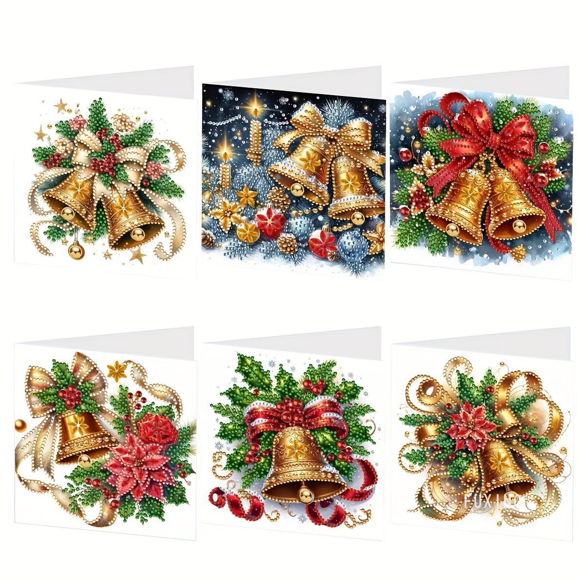 TEMU 6pcs 6pcs Diy 5d Diamond Painting Greeting Card Kit Patterns - Irregular-shaped Acrylic Diamonds Suitable For Christmas, Birthdays, Mother's Day