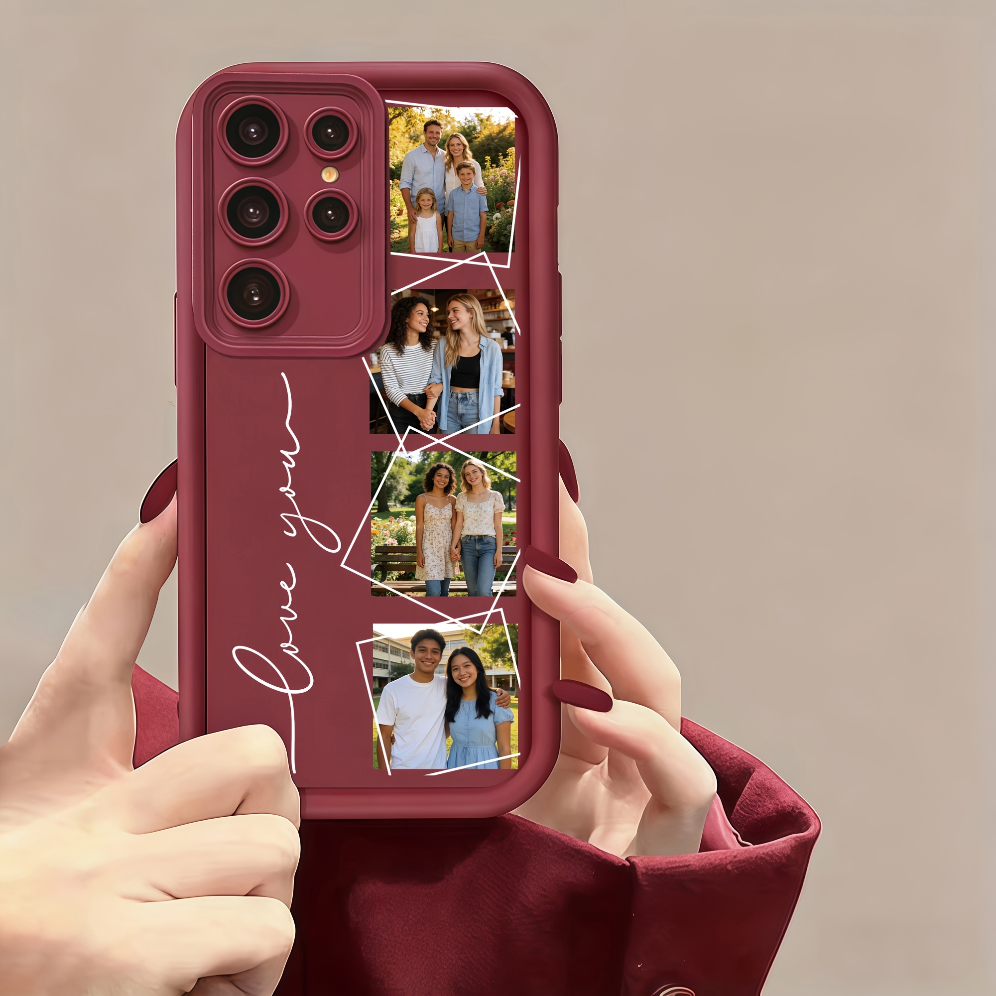 TEMU Phone Case - Phone Case: Customizable 3-4 Photos (family, , Couple), Soft Tpu Material, Compatible With Galaxy S26/s25/s24/s23/s22/s21