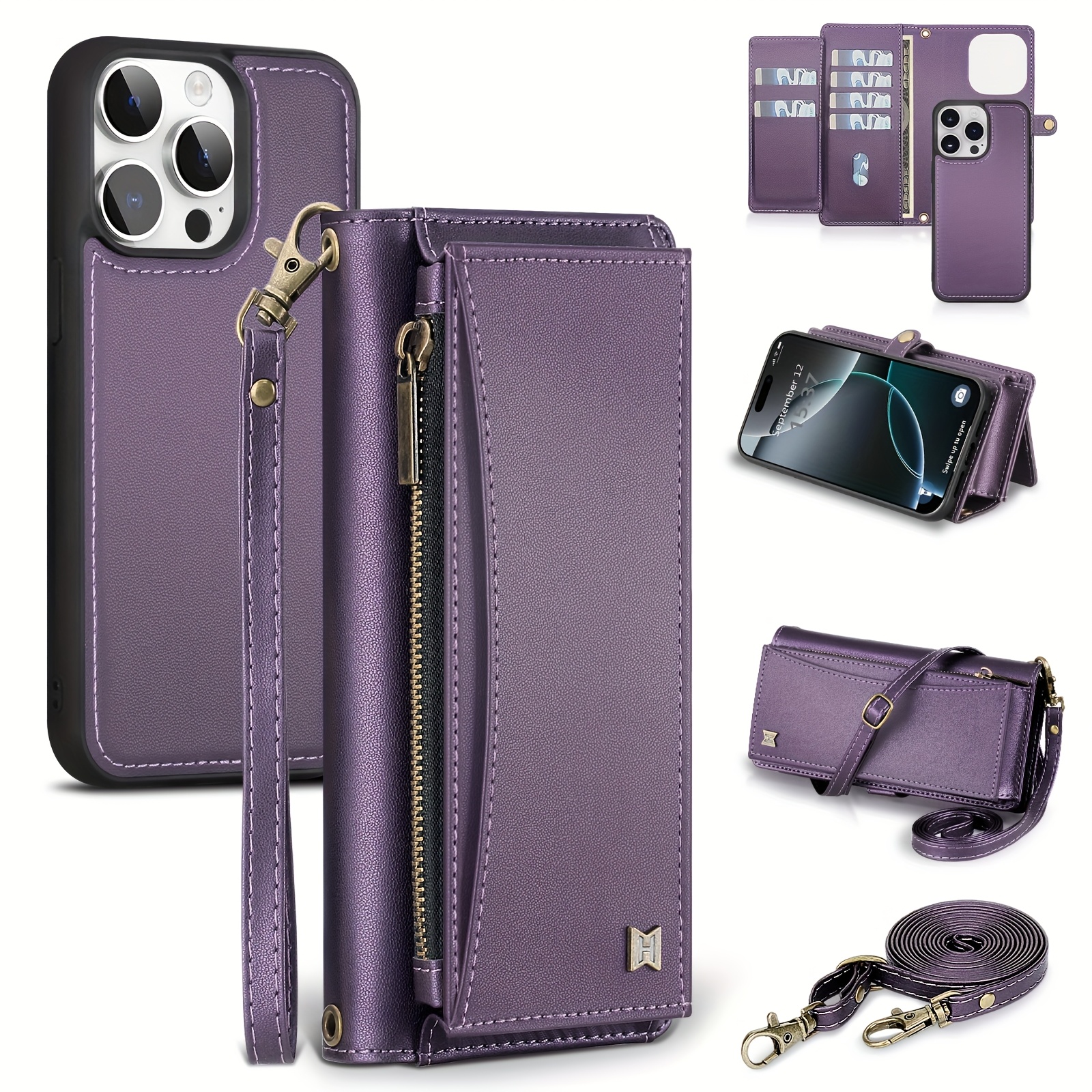 For IPhone XR Wallet Case With RFID Blocking Credit Card Holder, PU Leather Wrist Strap Flip Kickstand Shockproof Cover Women Men For IPhone XR, Green