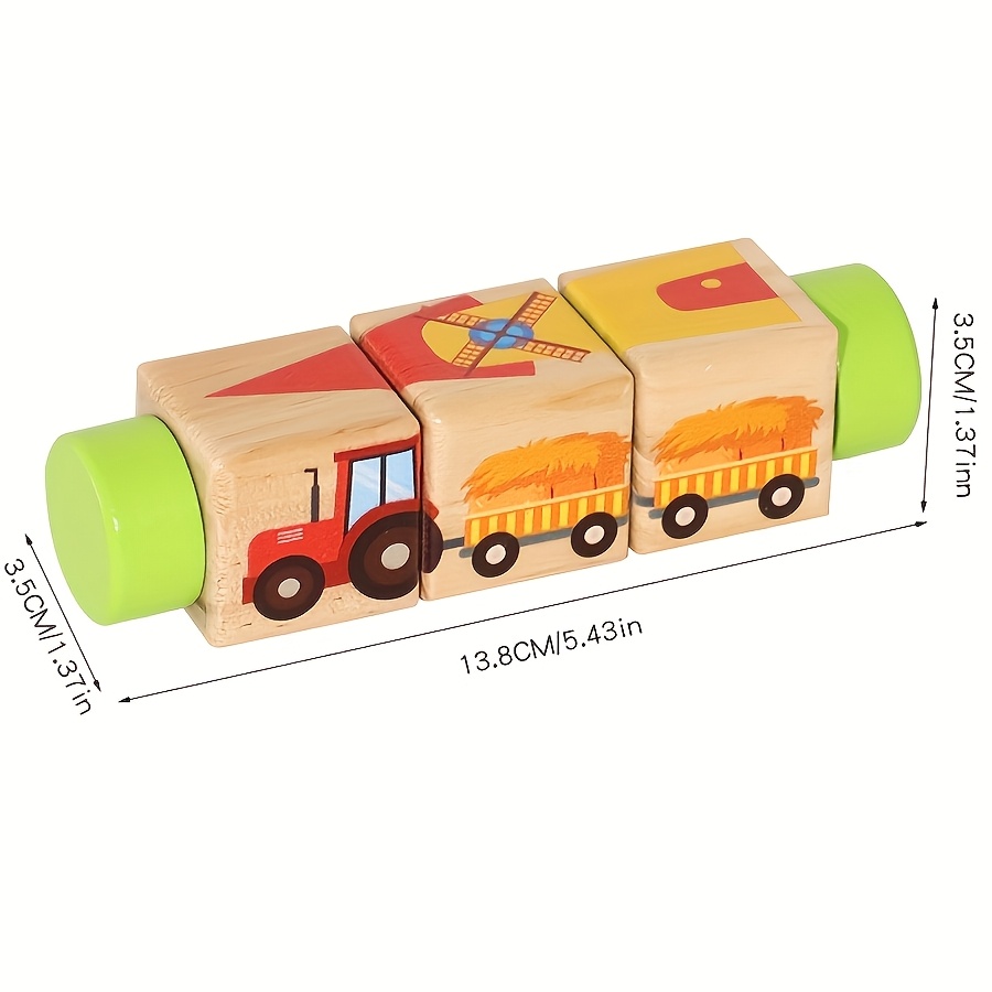 Educational Wooden Rotating Block Puzzle Toy for Kids