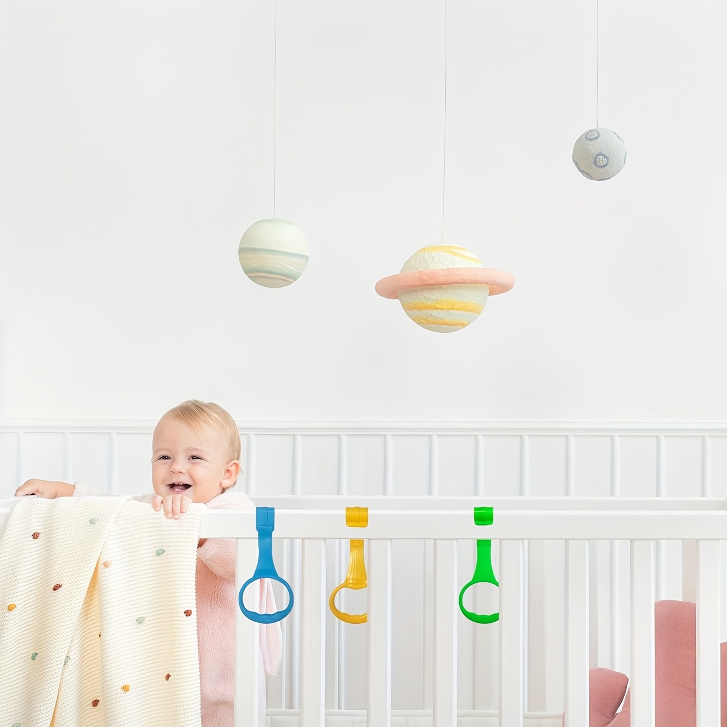 Baby Crib Pull Rings Exercise Aid Standing Rings Infant Toddler Activity