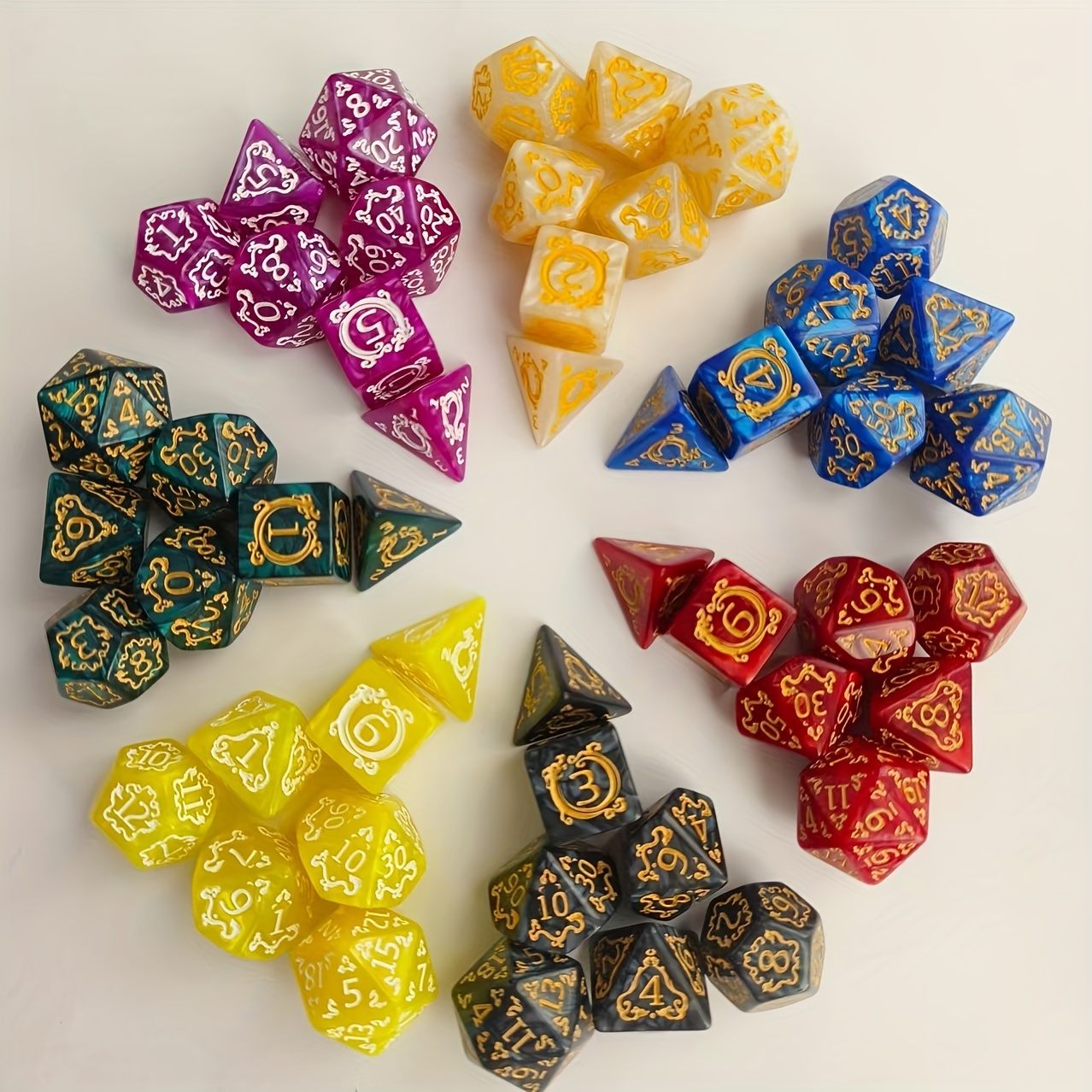 

Polyhedral Dragon Pattern Dice Set For Dnd - Acrylic 7-piece Rpg Dice Set, Shape, Ideal For Role-playing Luck-based Games, Suitable For 14+