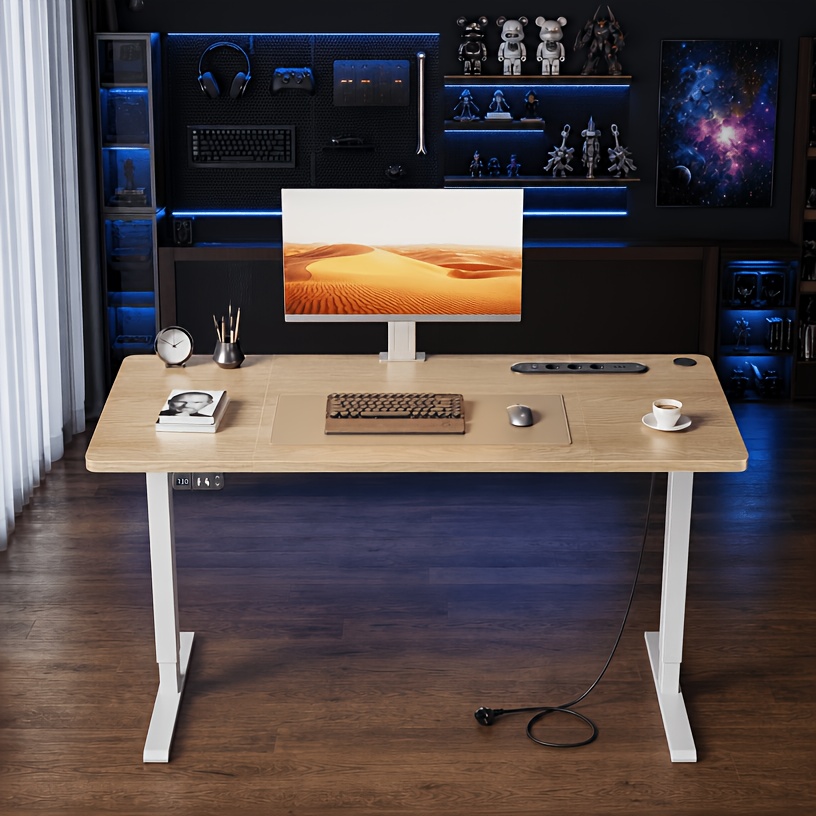 TEMU Escritorio de gaming eléctrico ajustable con puertos de carga , 100-160 cm, capacidad de peso de 80 kg, escritorio para sentarse y pararse para