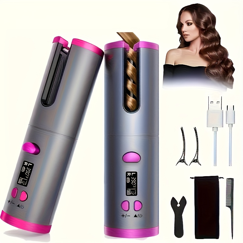 TEMU Automatic Curling Iron, Hair Styling Curling Iron, Cordless Automatic Curling Iron With 6 Temperatures And Timer, Automatic Closing, Fast,