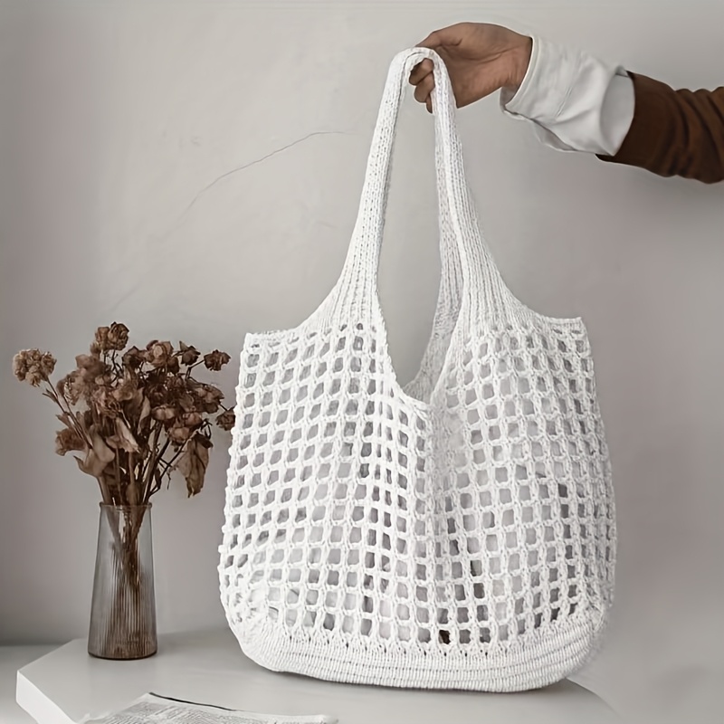 Y2k Style Large Capacity Fashionable Woven Tote Bag - Hollow Shoulder Bag - , Breathable, And Spacious, Perfect For Casual Summer Trips And Beach
