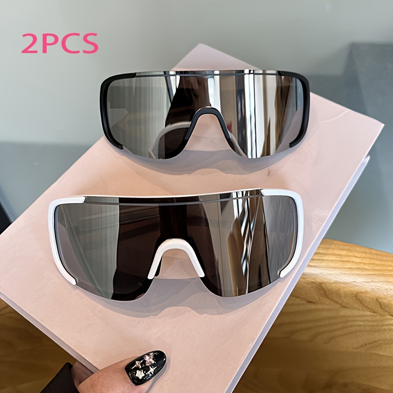 

2pcs Stylish Oversized Frame Fashion Glasses With Anti-reflective Coating - Perfect For Sports & Fashion