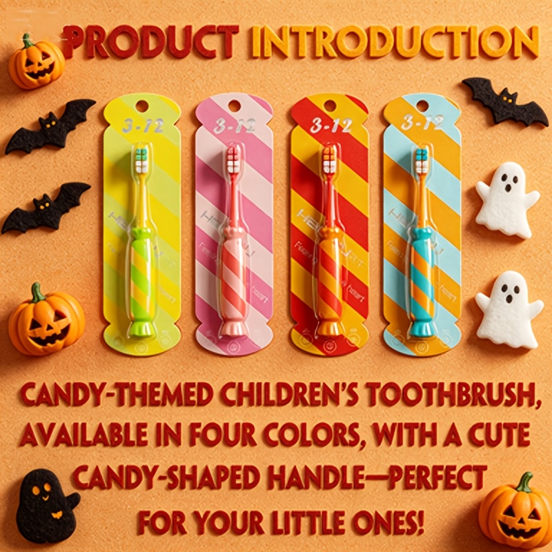 Candy Shaped Handle Cute Toothbrush, 4 Bright Color Training Toothbrush