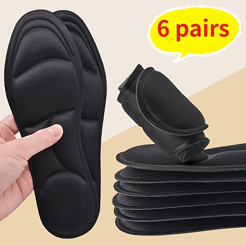 

6 Pairs 5d Ergonomic Insoles, Adjustable Arch Support, Wear-resistant, Breathable, Memory Foam Sponge Inserts For Men And Women, Sports And Running Shoes