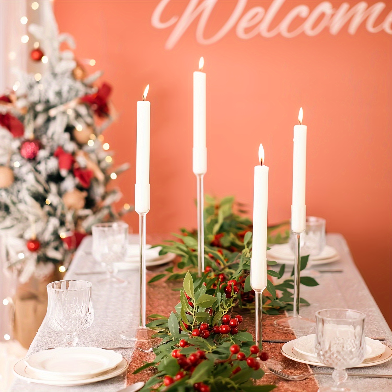 

4 pièces, bougeoirs bougeoir en verre bougeoir porte-bougies coniques clair bougeoir conique pour mariage fête de Noël décor à la maison