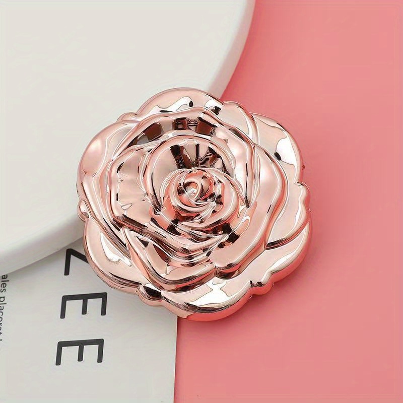 TEMU 1pz Specchietto da Trucco Pieghevole a Forma �� Disponibile in , Viola, Rosa, Oro e Colori! Intagli di Petali , Realistico e Incantevole Come un