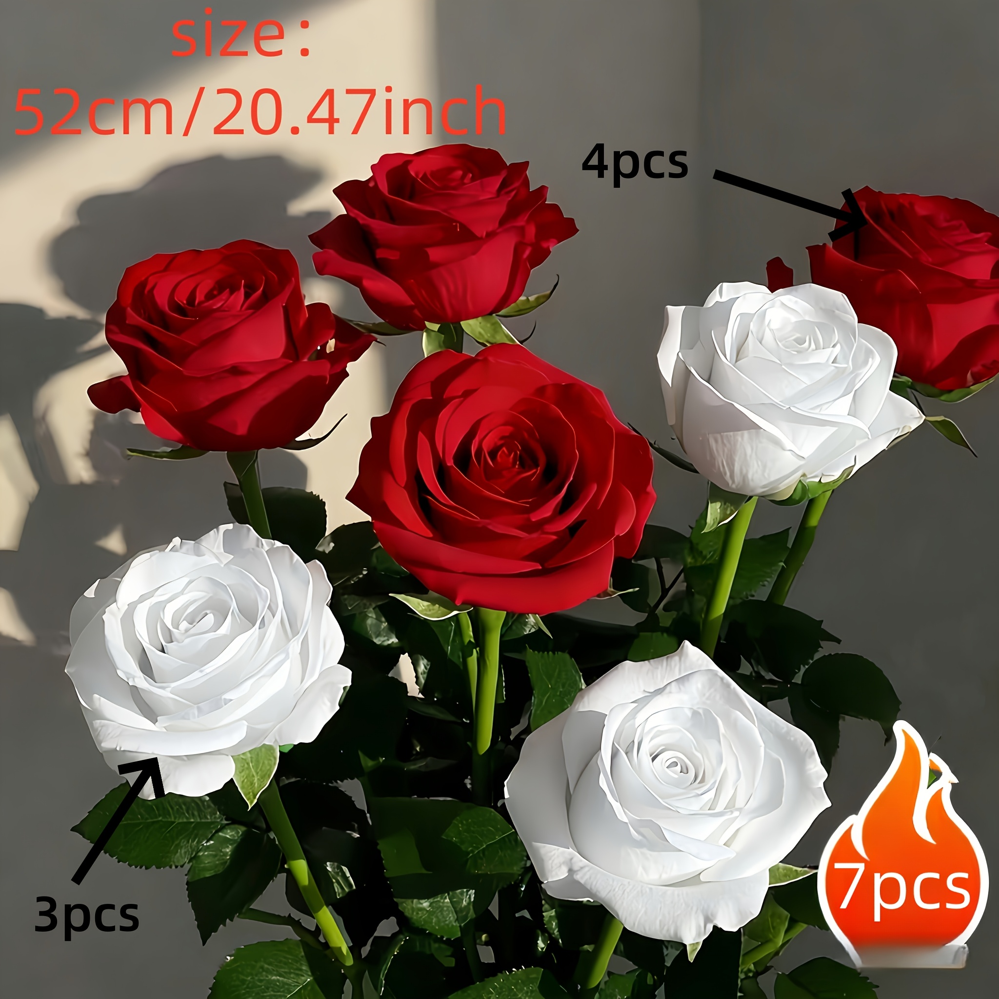 7 stück echt touch künstliche rosen langem stiel samt