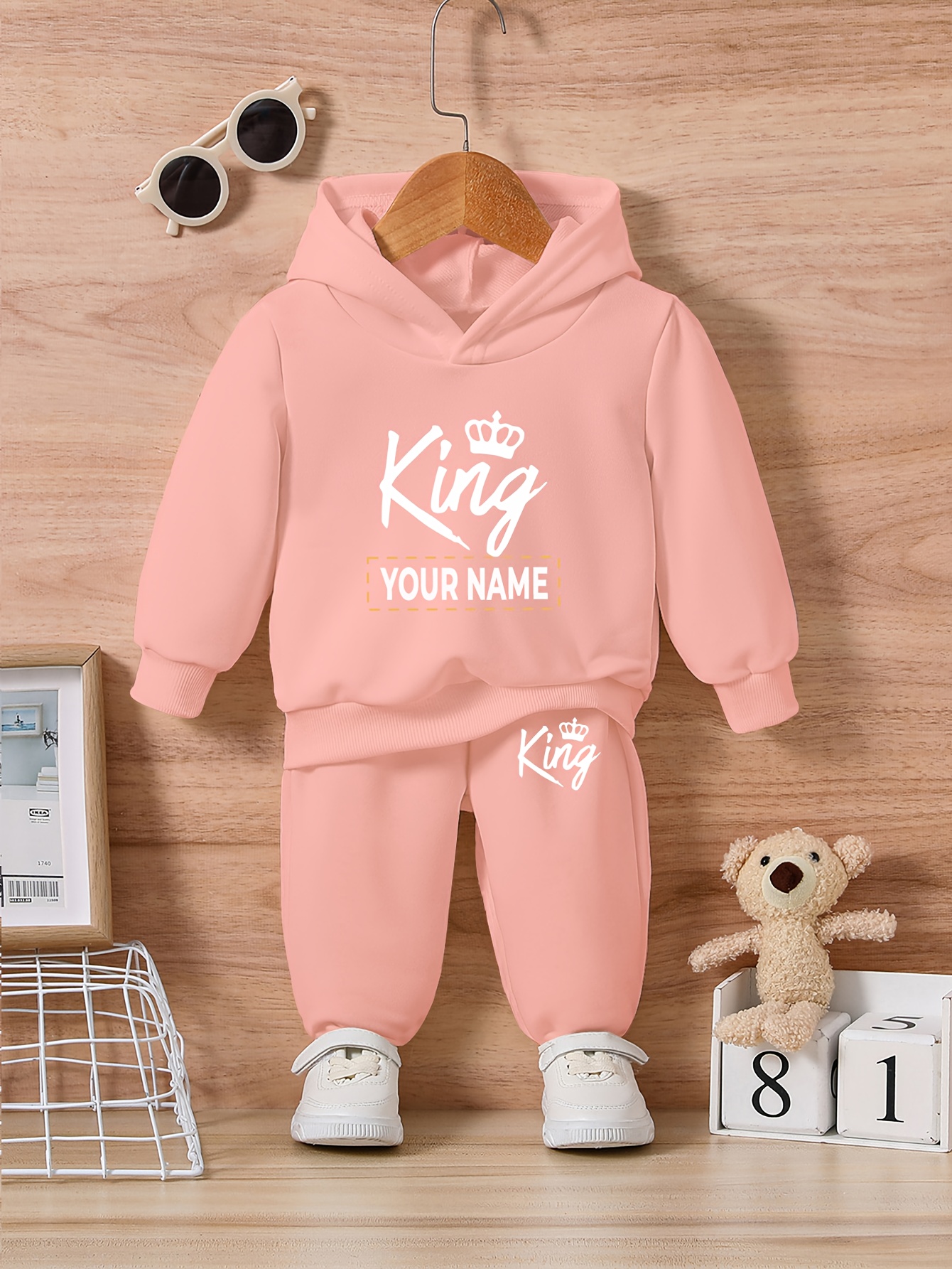 Baby's Customized 2pcs Set, Christmas Pattern Sweatshirt & Sweatpants