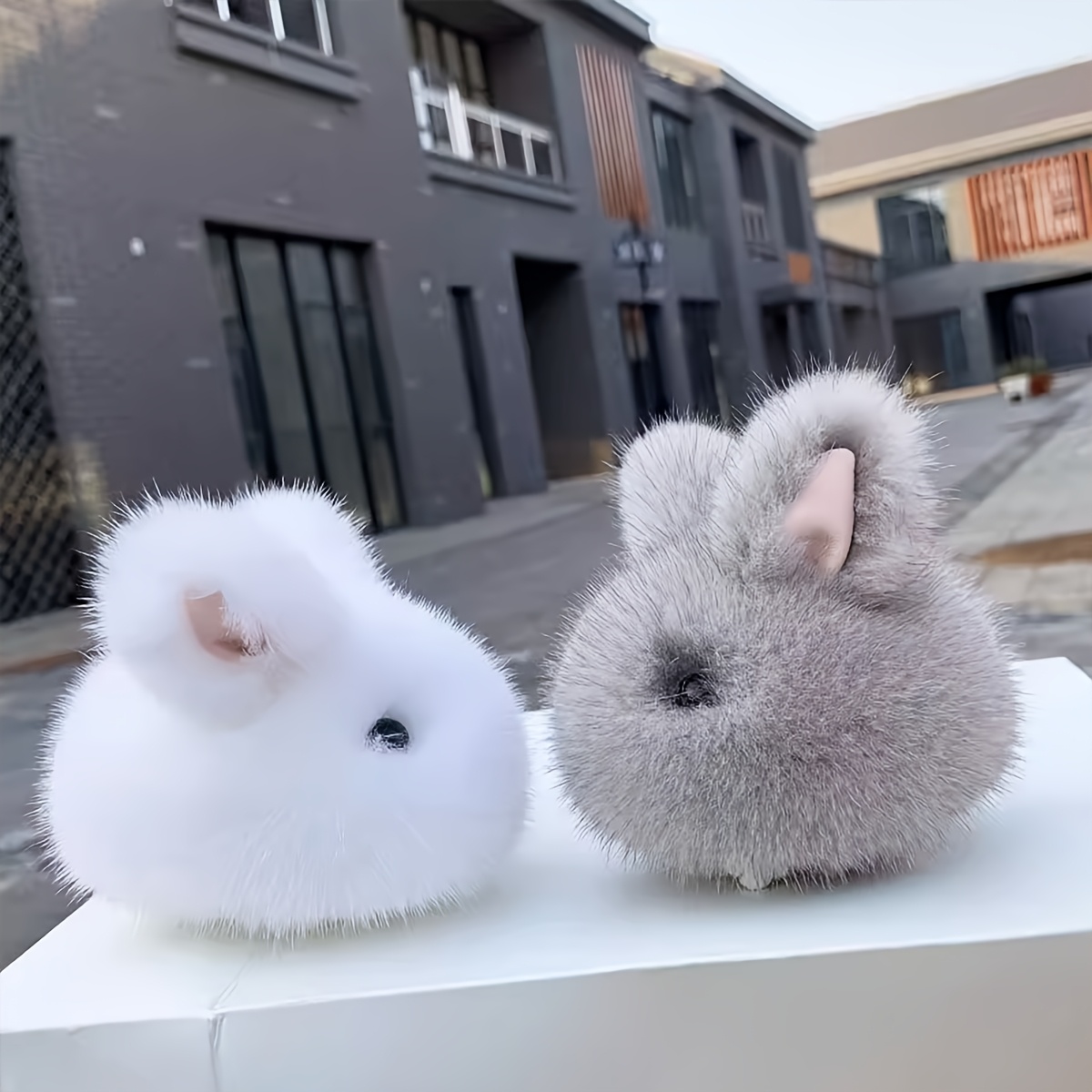 

2pcs Fur High-value Mini Version Small Rabbit Bag Pendant Mink Fur Pendant With Hanging Rope