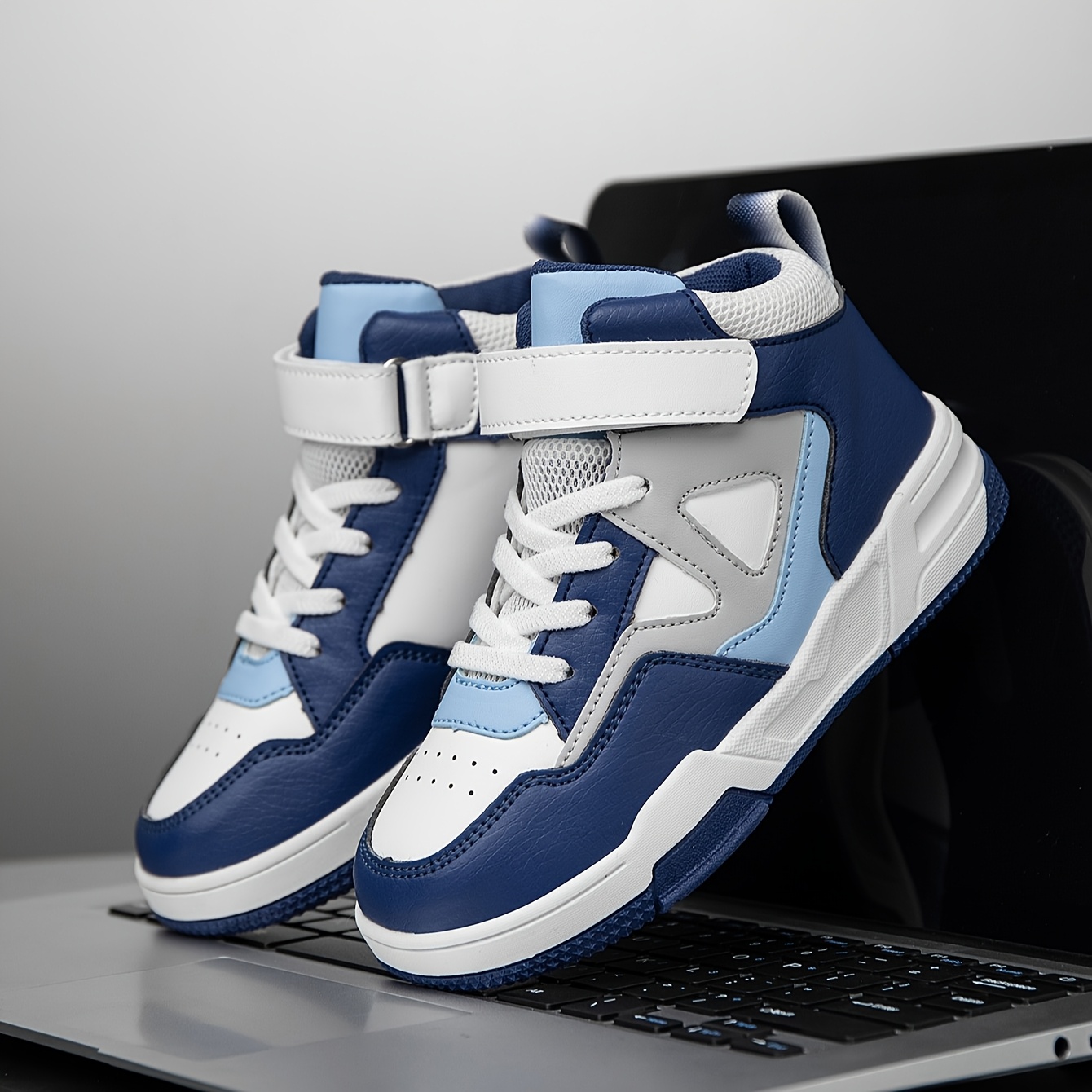 Boys' High-Top Geometric Color-Block Sneakers - Fashionable All... product image 7