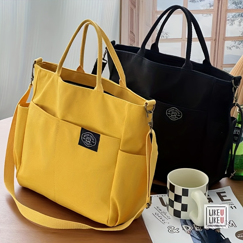 1 bolsa tote estilo japonés original, gruesa, con múltiples bolsillos, mochila, bolso casual para laptop de estudiante, bandolera cruzada sencilla