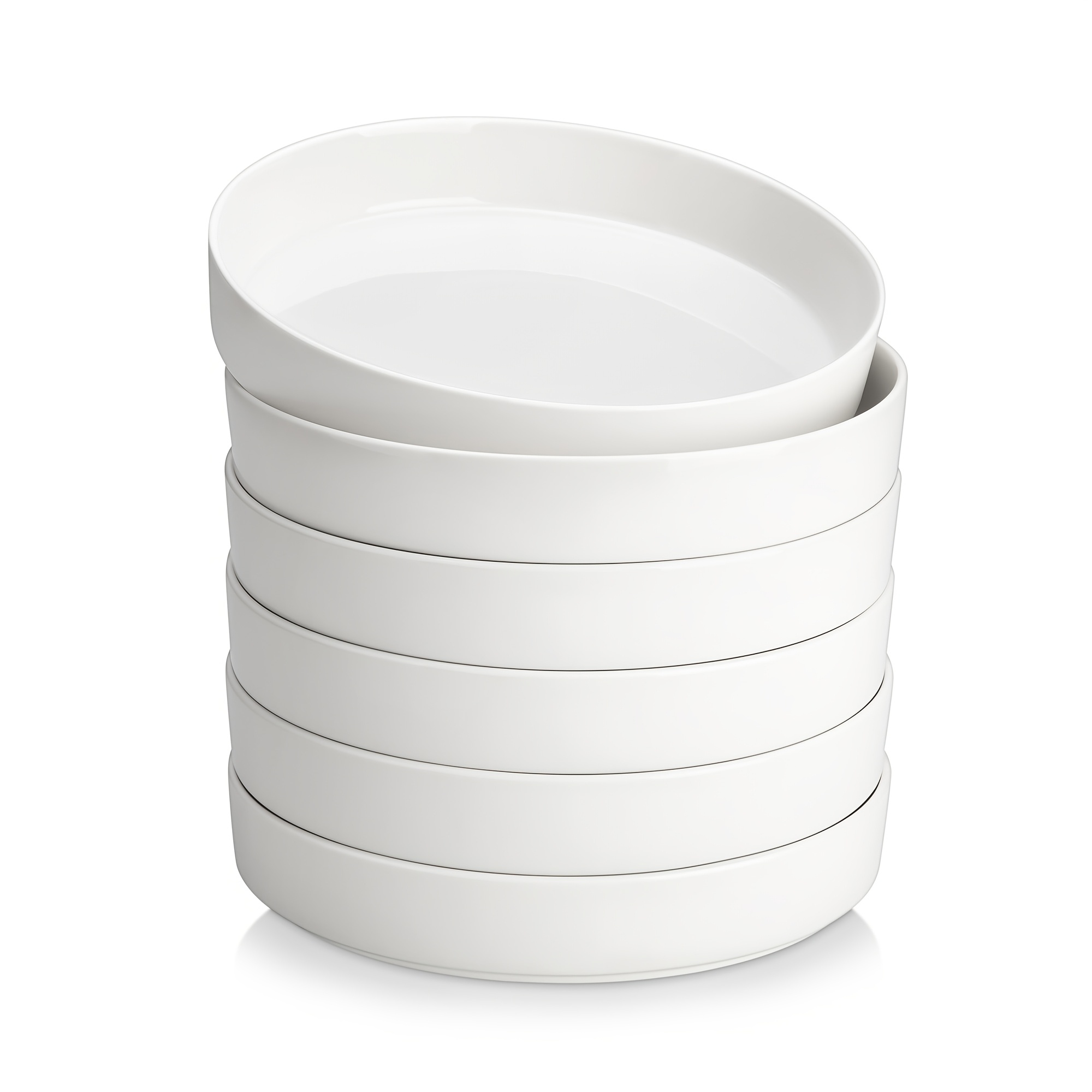 Image of 6pcs Porcelain Pasta Bowls 38oz Soup Bowls With Raised Edge Microwave & Dishwasher Safe Bowl Plates For Soup, Salad, Noodles, Dinner Stackable