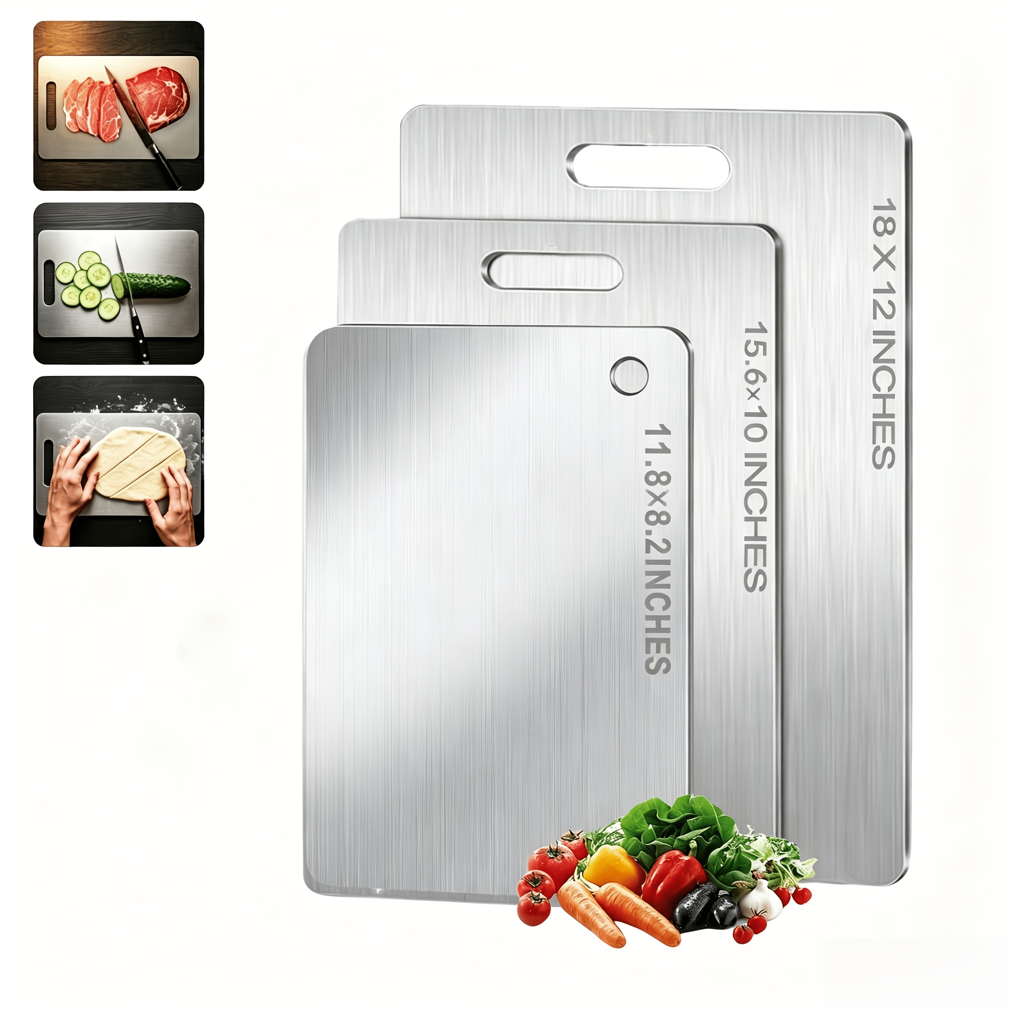 Titanium Cutting Board For Kitchen, 2025 New Upgrade Titanium Cutting Boards 3pcs, Large/medium/small Cutting Board, Double Sided Durable Metal Cutting Board