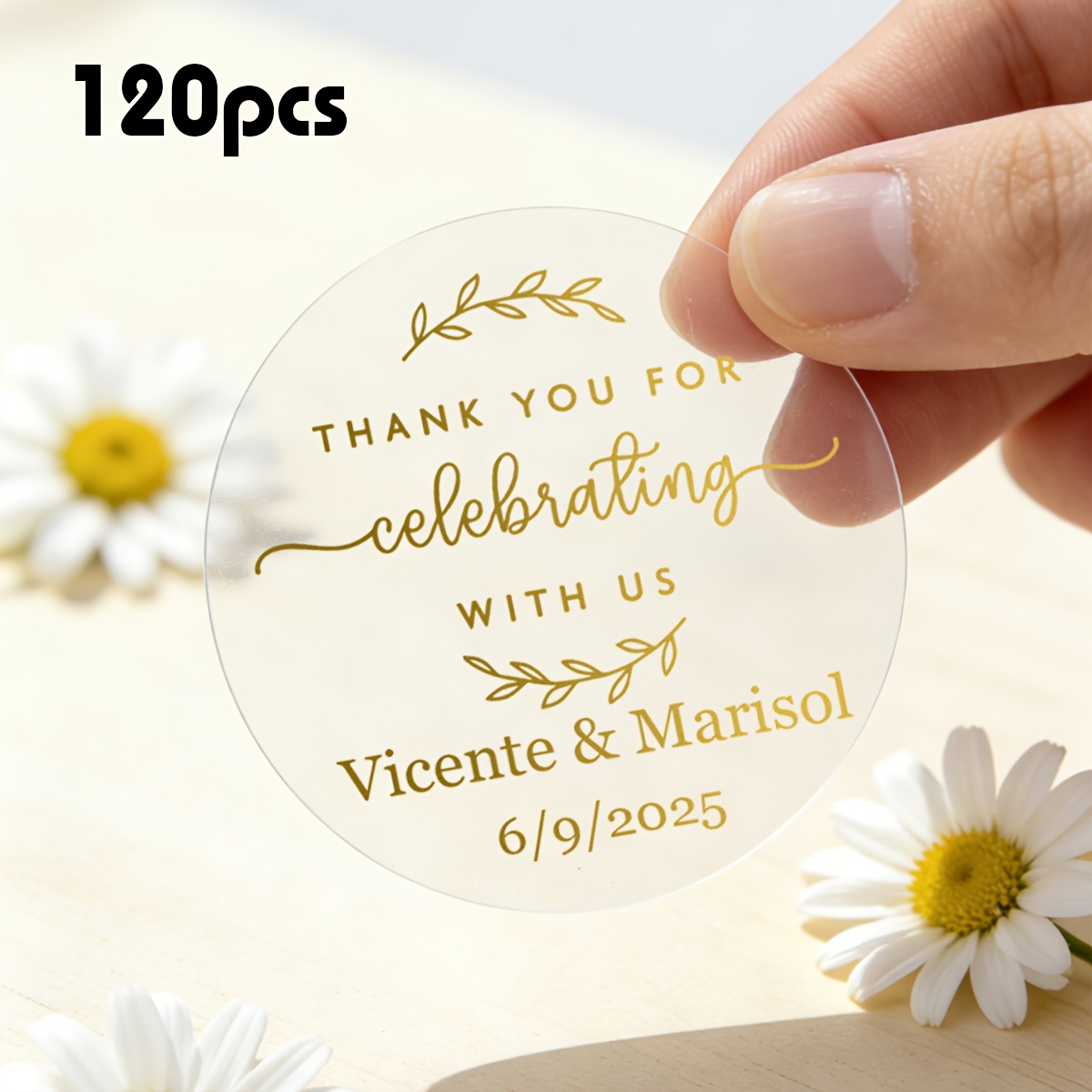 TEMU Custom Round Stickers With Name And Date, Personalized Message Seal Stickers For Invitation Gift Boxes, Customized Text Label Stickers For