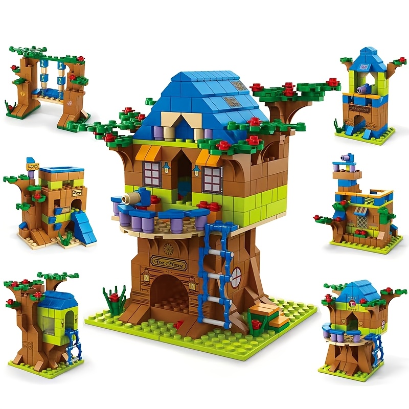 1000pcs 6-in-1 Tree House Building Blocks Kit, Treehouse Collectible Model, Home Bedroom Decor, Ideal Gift For Birthday, Day, Halloween, Thanksgiving & Christmas