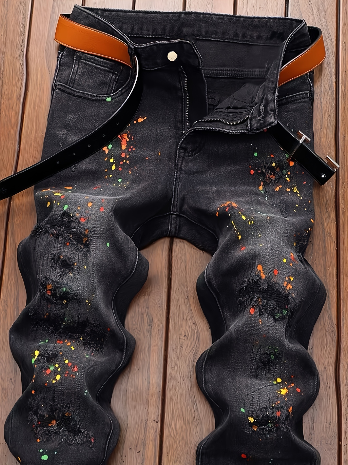 jeans fit schizzi vernice vita Temu Italy