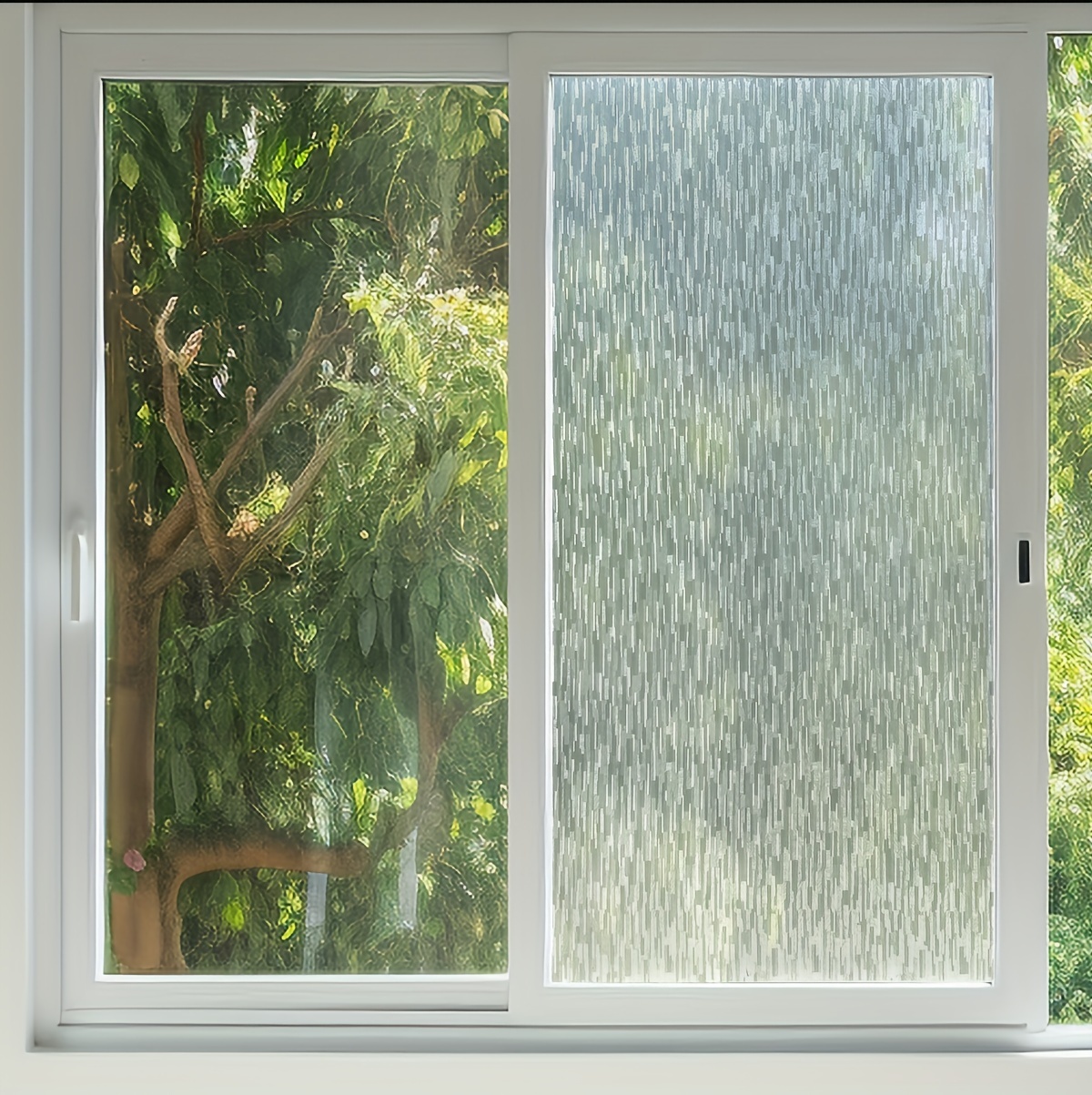   pvc window film static cling mounting   thickness privacy and light blocking heat insulation glass sticker for home bathroom and kitchen decoration 1 roll frosted texture static cling window film details 0