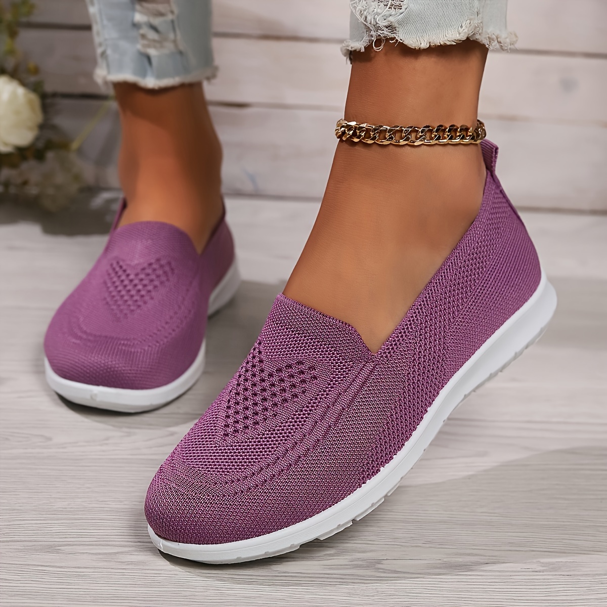 women s solid color knitted sneakers soft sole lightweight details 6