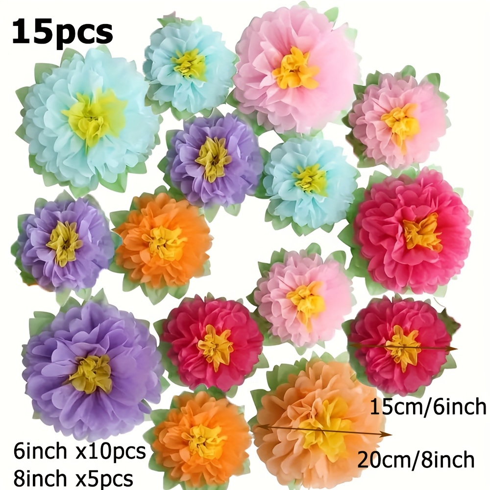 Image of 15pcs Colorful Paper Flower Ball Set - Vivid And Colorful Party Decorations For Birthdays, Weddings, Graduations, And Carnival Party Events