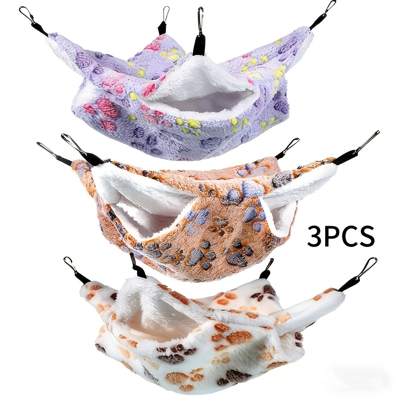 TEMU 3pcs Double-layer Small Animal Bed - Features A With Cute , Warm And Soft For Winter, Machine-washable Hammock, Small Pet Supplies, Small Animal