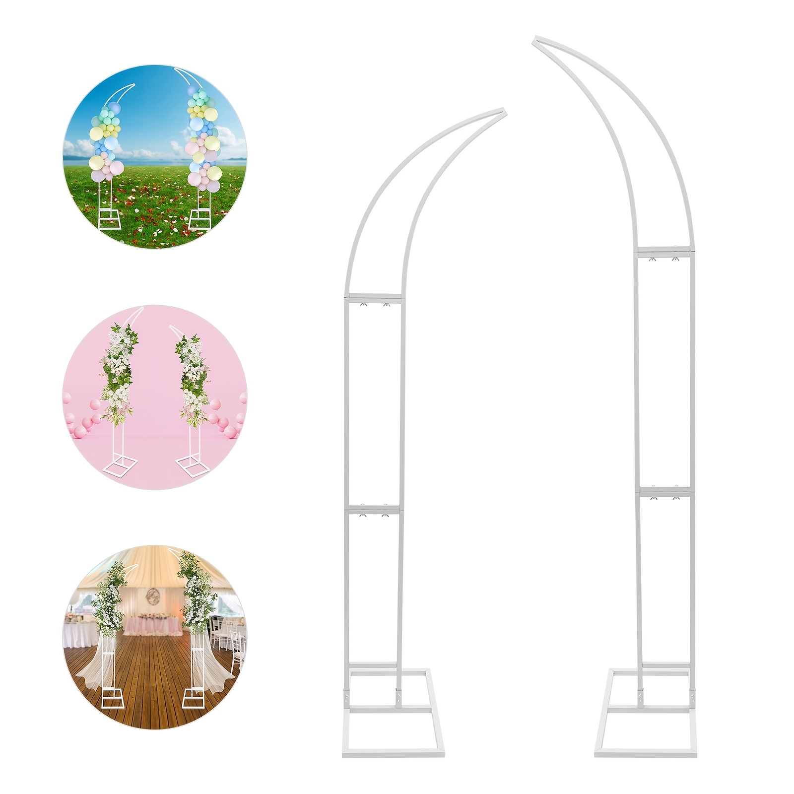 TEMU 2pcs Curved Wedding Arch Backdrop Stand For Bridal Shower, White Wedding Arch, Half Metal Balloon Arch For Wedding Ceremony, Bridal Shower,