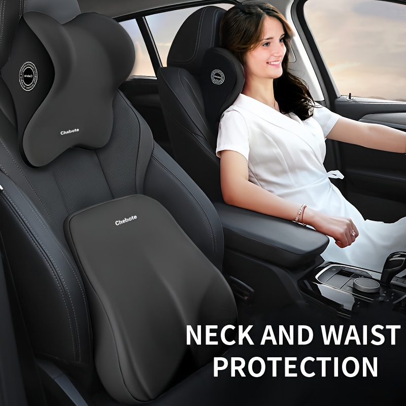 

Car Lumbar Support & Neck Pillow Kit:soft Cushions With Adjustable Traps For Neck And Back Ideal For Car Seats, And Office Chairs