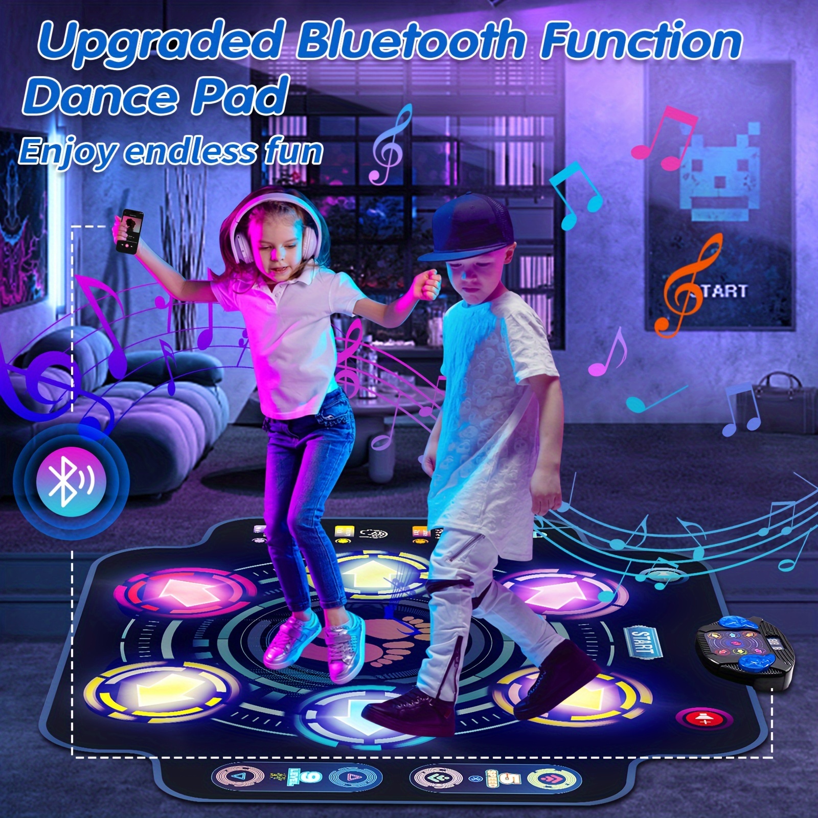 for kids electronic dance pad with light up 6 button music dance game mat with built in music 9 levels and 3 modes birthday gifts toys for girls ages 4 8 8 12 details 1